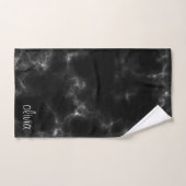 黒の大理石スモダンクリプトガーリーモノグラム名 バスタオルセット (ハンドタオル)