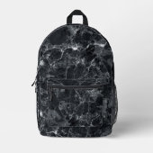 黒の大理石テクスチャ プリントバックパック (正面)