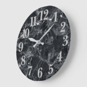 黒の大理石テクスチャ ラージ壁時計 (傾斜)