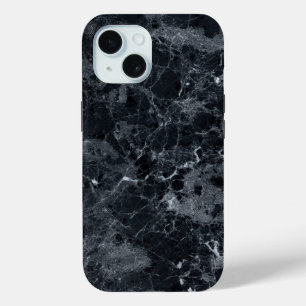 黒の大理石テクスチャ iPhone 15ケース