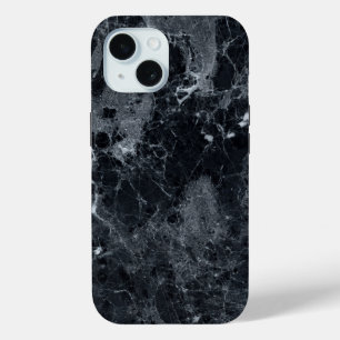 黒の大理石テクスチャ iPhone 15ケース