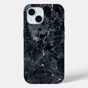 黒の大理石テクスチャ iPhone 15ケース