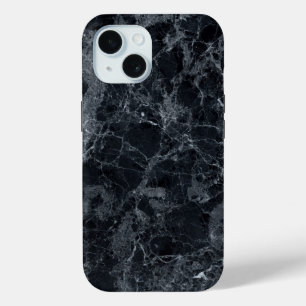 黒の大理石テクスチャ iPhone 15ケース