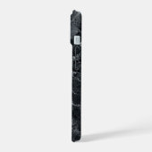 黒の大理石テクスチャ iPhone 15ケース (左側面)