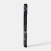 黒の大理石テクスチャ iPhone 15ケース (右側面)