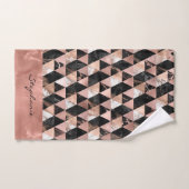 黒の大理石 |ホワイト&バラ金ゴールドモノグラム バスタオルセット (ハンドタオル)