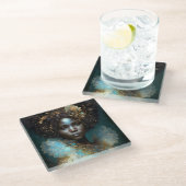 黒の女神ファンタジーアート ガラスコースター (アングル)