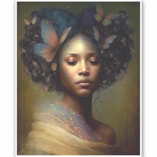 黒の女神ファンタジーアート シール (正面)