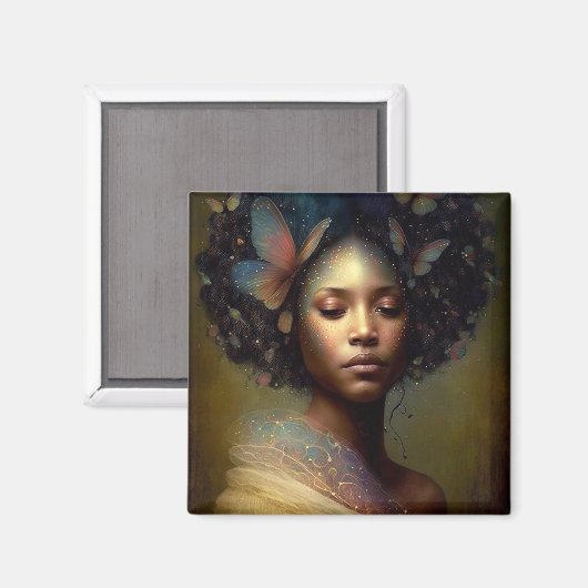 黒の女神ファンタジーアート マグネット (正面/裏面)