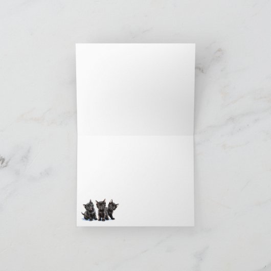 黒の子猫の3匹の折りたとうカード 招待状 (内部)