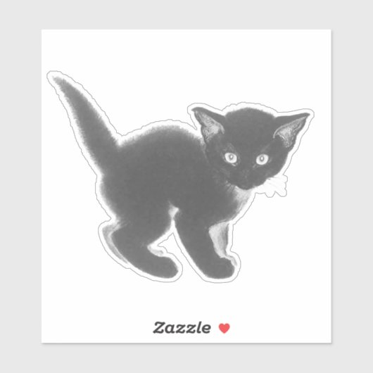 黒の子猫ステッカー シール (シート)