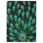 黒の孔雀の羽を持つイラストレーション クリップボード (裏面)