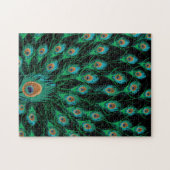 黒の孔雀の羽を持つイラストレーション ジグソーパズル (横)