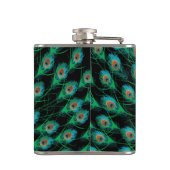 黒の孔雀の羽を持つイラストレーション フラスク (裏面)