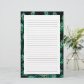 黒の孔雀の羽を持つイラストレーション 便箋 (スタンド正面)