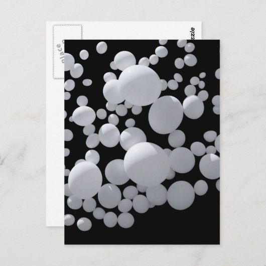 黒の宇宙(白い3Dボール違うサイズ) ポストカード (正面/裏面)