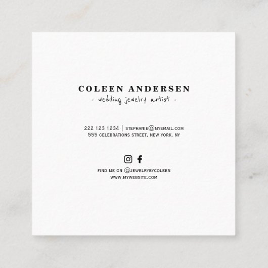 黒の宝石商にダイヤモンド結婚ティアラ スクエア名刺 (裏面)