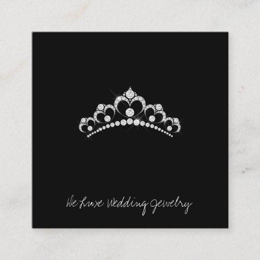 黒の宝石商にダイヤモンド結婚ティアラ スクエア名刺 (正面)