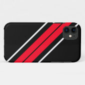 黒の対角の明るい赤の白ストライプいレース Case-Mate iPhoneケース (裏面(横))