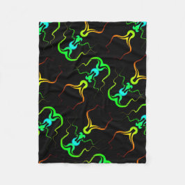 黒の小さい北極カバーオレンジ青緑 フリースブランケット