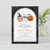 黒の小さなブーほとんど起因かわいい幽霊の赤ちゃんシャワー 招待状 (スタンド正面)