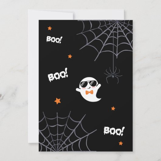 黒の小さなブーほとんど起因かわいい幽霊の赤ちゃんシャワー 招待状 (裏面)