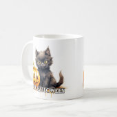 黒の小さな子猫 |ハッピーハローウィン コーヒーマグカップ (正面左)