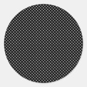 黒の小さな白い水玉模様 ラウンドシール (正面)