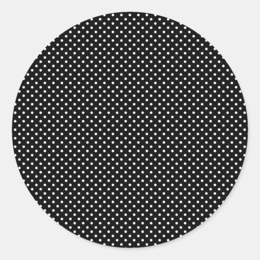 黒の小さな白い水玉模様 ラウンドシール (正面)