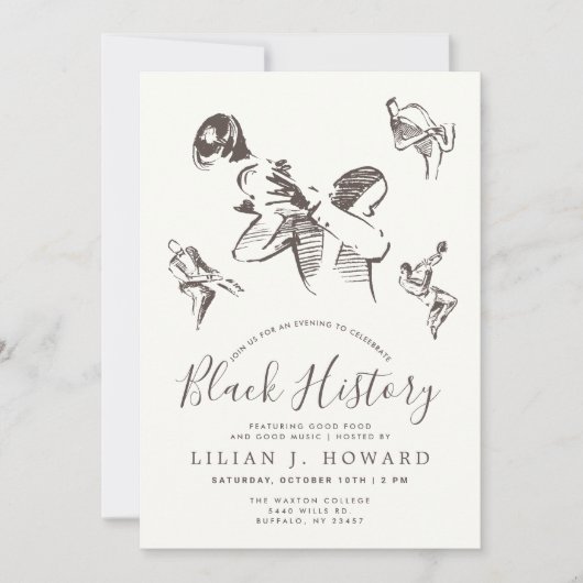 黒の履歴月|ジャズをテーマにした 招待状 (正面)