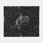 黒の山羊座の星座Hevelius 1690年 フリースブランケット (正面(横))