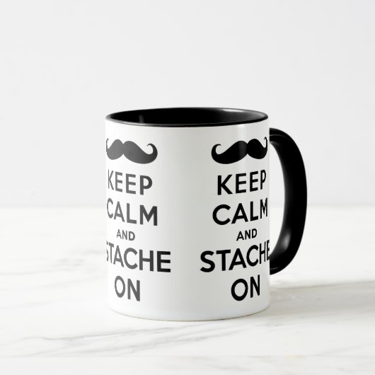 黒の平静そしてstacheを保って下さい マグカップ (正面右)