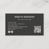 黒の幾何モダンはっきりした抽象芸術QRコード 名刺 (裏面)