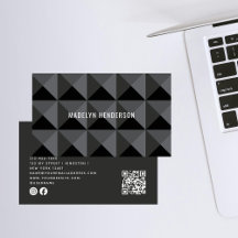 黒の幾何モダンはっきりした抽象芸術QRコード