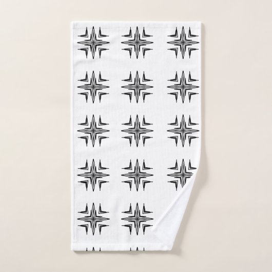 黒の幾何学模様のデザインバスタオルセット バスタオルセット (ハンドタオル)