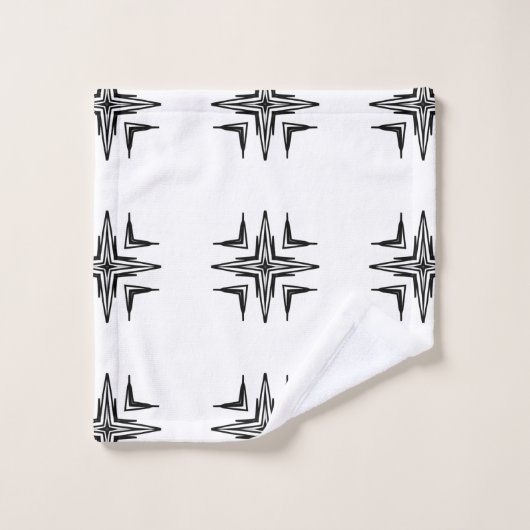 黒の幾何学模様のデザインバスタオルセット バスタオルセット (ウォッシュタオル)