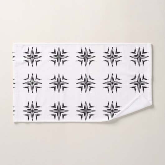 黒の幾何学模様のデザインバスタオルセット バスタオルセット (ハンドタオル)