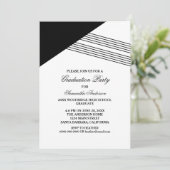 黒の幾何学的なストライプの卒業パーティー招待状 招待状 (スタンド正面)