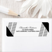 黒の幾何学的ストライプ住所 シール (インサイチュ)