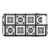 黒の幾何学的等号パターンの白 Case-Mate iPhoneケース (裏面(横))