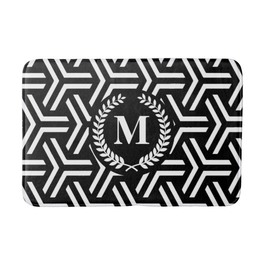 黒の幾何学的 バスマット (正面)
