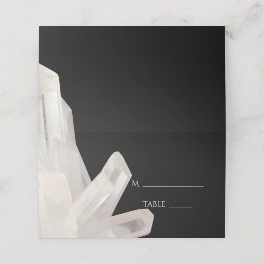 黒の座席表上の白結婚い結晶 プレイスカード (外部開封)