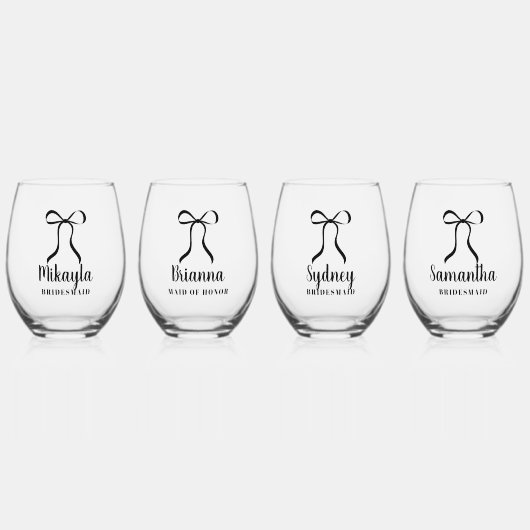 黒の弓 ミニマリスト シンプル ブライズメイド 提案 ステムなしワイングラス (正面)