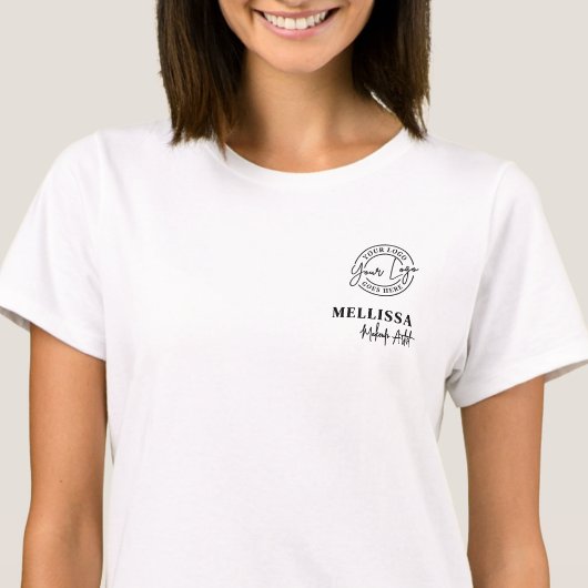 黒の従業員名入りビジネスロゴ Tシャツ