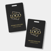 黒の従業員IDとカスタムビジネスロゴ バッジ (正面＆裏面)