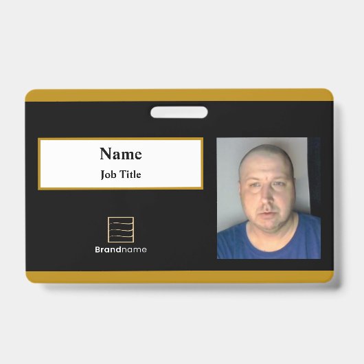 黒の従業員IDバッジ バッジ (Front)