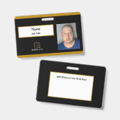 黒の従業員IDバッジ バッジ (Front & Back)