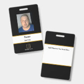 黒の従業員IDバッジ バッジ (正面＆裏面)