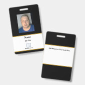 黒の従業員IDバッジ バッジ (正面＆裏面)