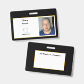 黒の従業員IDバッジ バッジ (正面＆裏面)